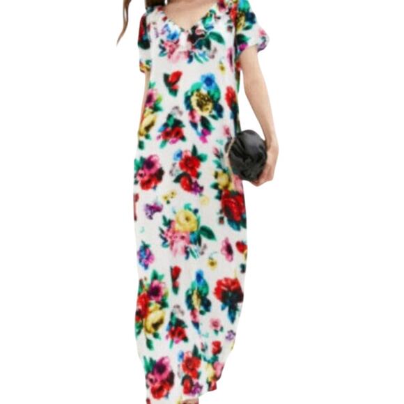 Love Moschino Pixel Rose Floral Maxi Dress Size 8 - Picture 1 of 9